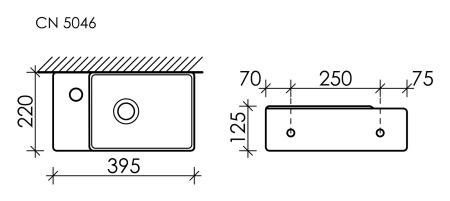 Ceramicanova Умывальник подвесной прямоугольный Element  395*220*125мм, чаша справа