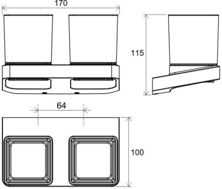Ravak 10° black Держатель с двумя стаканами (стекло) TD 220.20