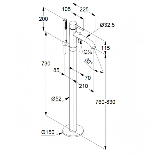 KLUDI BOZZ Смеситель для ванны напольный