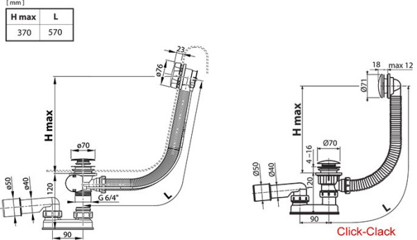 Сточный комплект RAVAK CLICK-CLACK черный