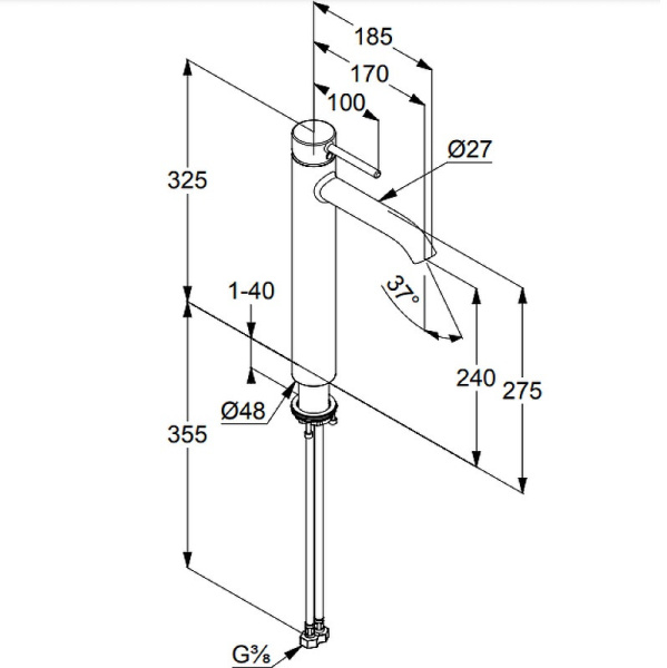 KLUDI BOZZ Смеситель для раковины 240 мм
