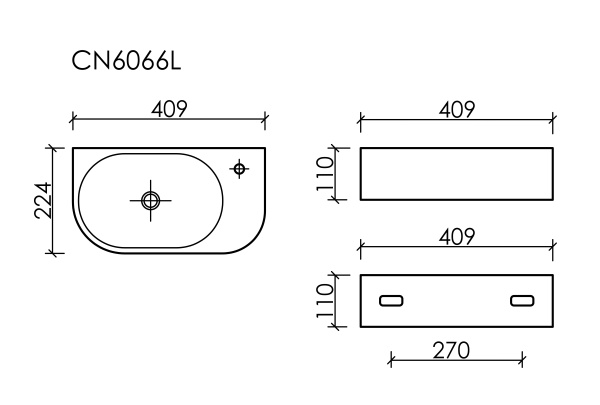 Ceramicanova Умывальник подвесной прямоуг Element 400*215*120мм