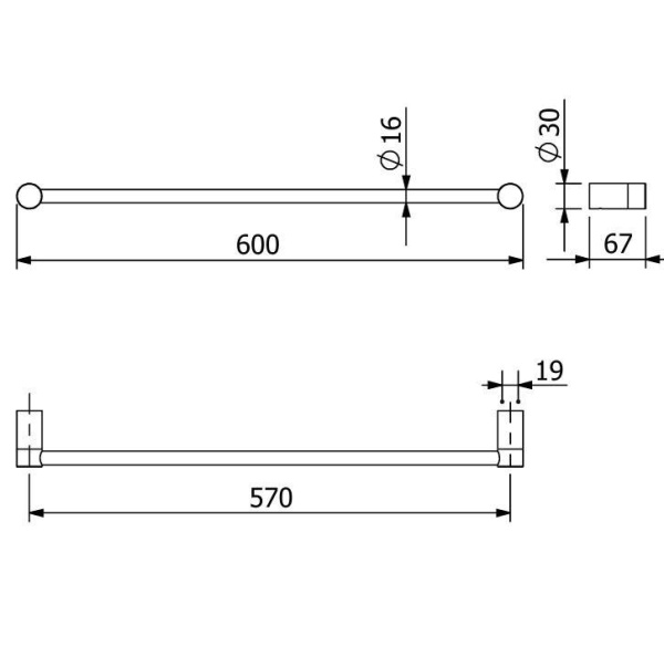 KLUDI VELA R Держатель полотенца широкий 600 мм, брашированное золото