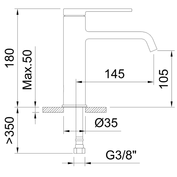 CLEVER VELVET I Смеситель для умывальника, 105 мм, матовый черный