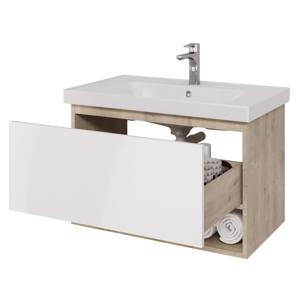 *99.0813 Perfecto 90 Тумба, дуб эврика/белый лак, 1 ящ.