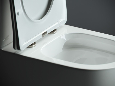 Ceramicanova  Чаша унитаза MIA Rimless, ниж. под, глуб. смыв, креп. и сид.-крыш.