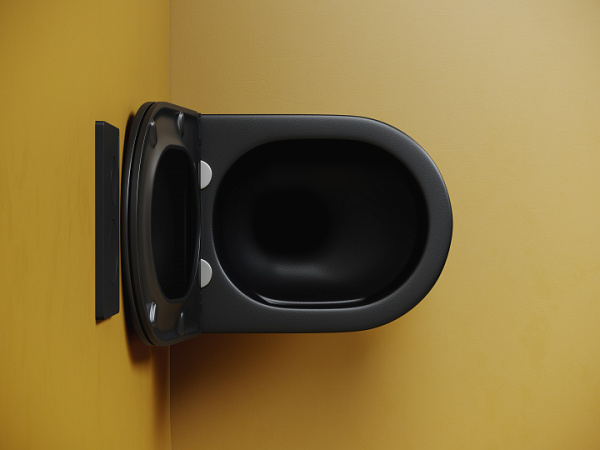 Ceramicanova унитаз подвесной Vogue Торнадо, с ультратонким сиденьем с микролифтом, черный матовый