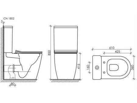 Ceramicanova Бачок для унитаза HIGHLIGHT Rimless, двойной смыв 3/6