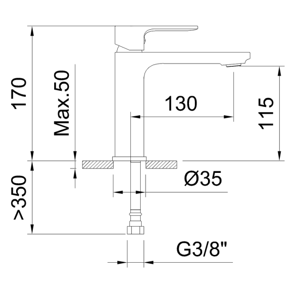 CLEVER SAONA SLIM Смеситель для умывальника, 115 мм, хром