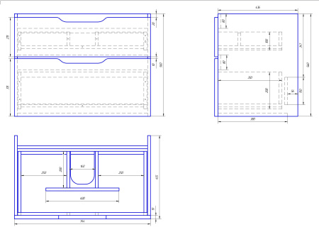 Dreja Q 80 см, Тумба под умывальник подвесная, 2 ящика, белый глянец