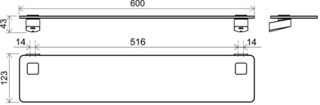 Ravak 10° black Полка стеклянная, 64 см TD 500.20