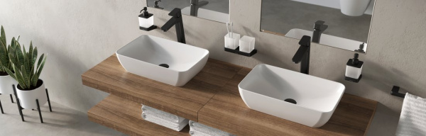 Ravak 10° black Держатель с двумя стаканами (стекло) TD 220.20