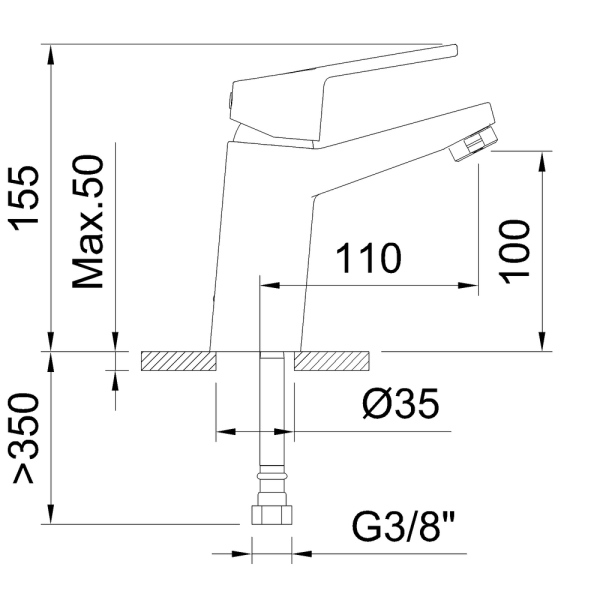 CLEVER SMART Смеситель для раковины 100мм, ec1, хром