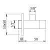 Угловой вентиль CLEVER BIMINI 1/2" х 3/8", хром