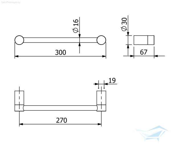 KLUD-VELA R держатель для полотенец, L = 300 мм, брашированное золото