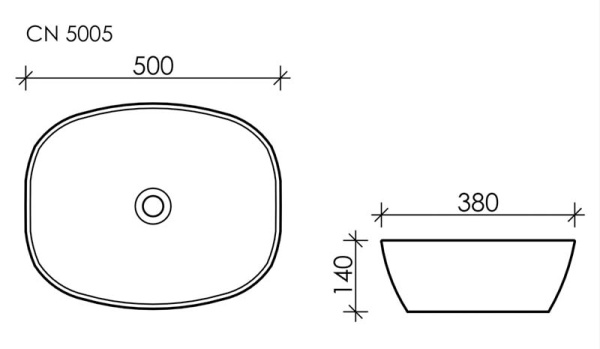 Ceramicanova Умывальник накладной овальный Element 500*380*140мм