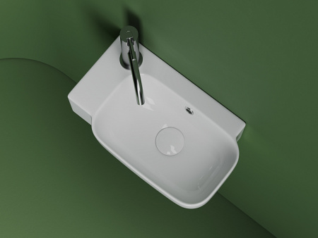 Ceramicanova Умывальник Element 403*249*140, с отверстием под смес. слева, чаша справа, белый