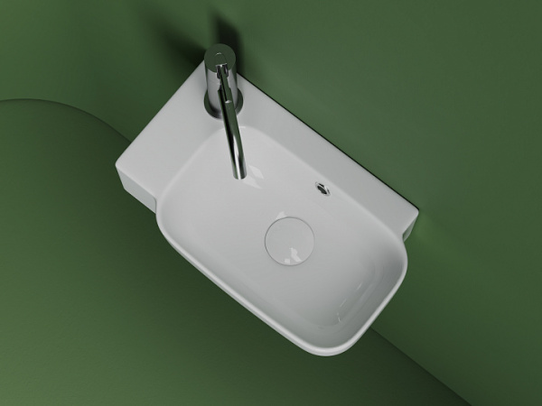 Ceramicanova Умывальник Element 403*249*140, с отверстием под смес. слева, чаша справа, белый