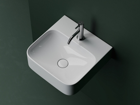 Ceramicanova Умывальник подвесной AURA с 1 отверстием для смесителя, без перелива 435*395*135мм