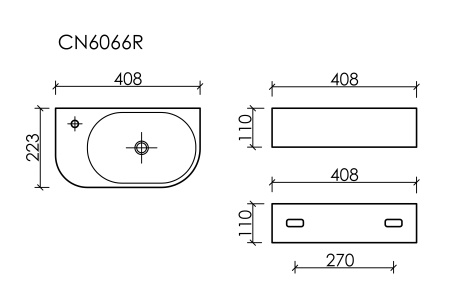 Ceramicanova Умывальник подвесной прямоугольный Element  400*215*120мм, чаша справа