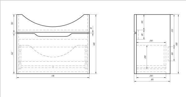 Dreja Laguna, 65 см, Тумба под умывальник подвесная, 1 ящик, белый глянец