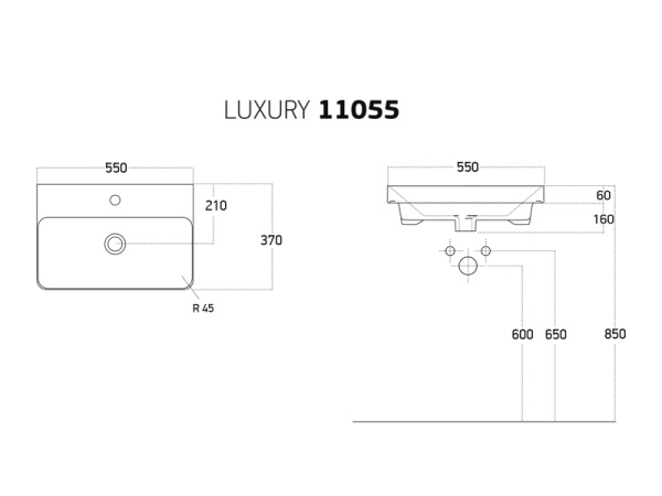 11055-KL Умывальник LUXURY 55(mini)