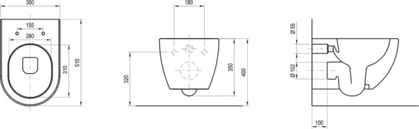 X01535 Унитаз подвесной Ravak Uni Chrome RimOFF (безободковый) белый