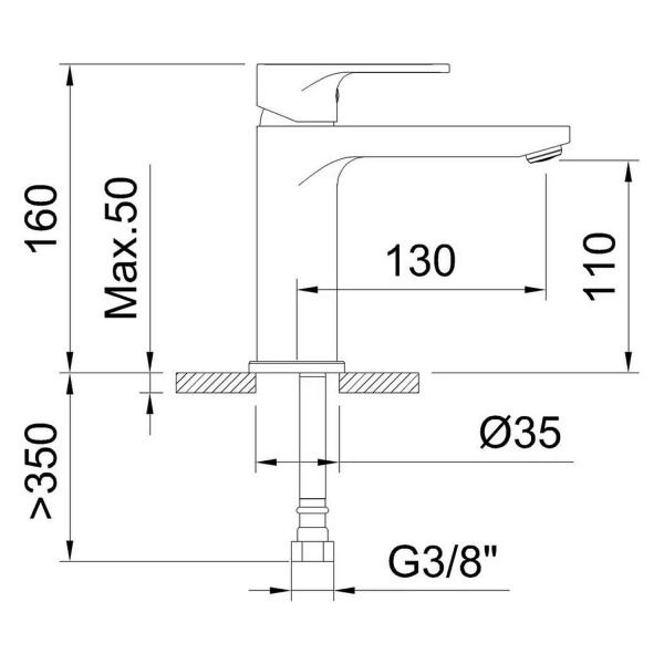 CLEVER ROCKET Смеситель для умывальника 110 мм, матовый черный