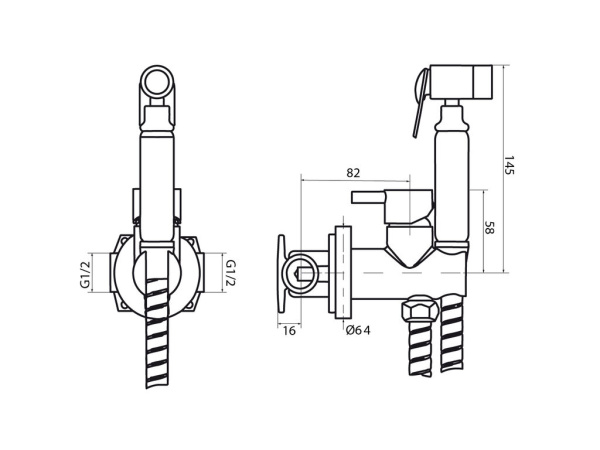 IO Гигиенический душ Round, медь