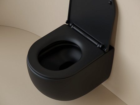Ceramicanova Унитаз подвесной UP Rimless Торнадо, с ультратонким сидением, микролифт, черный матовый