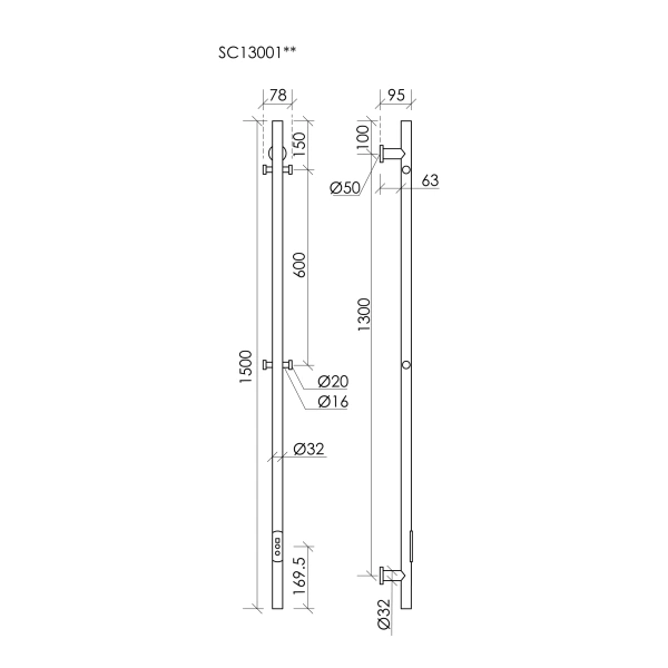 Sancos Полотенцесушитель Linn электрический 150x3 I-образный, брашированное золото