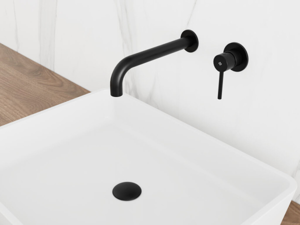 IO Sirio Смеситель для раковины встраиваемый с внутр. блоком, излив 220, черный матовый