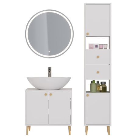 *Dreja LUNO 60см, Тумба напольная, 2дв., белый глянец, под ум. Триумф