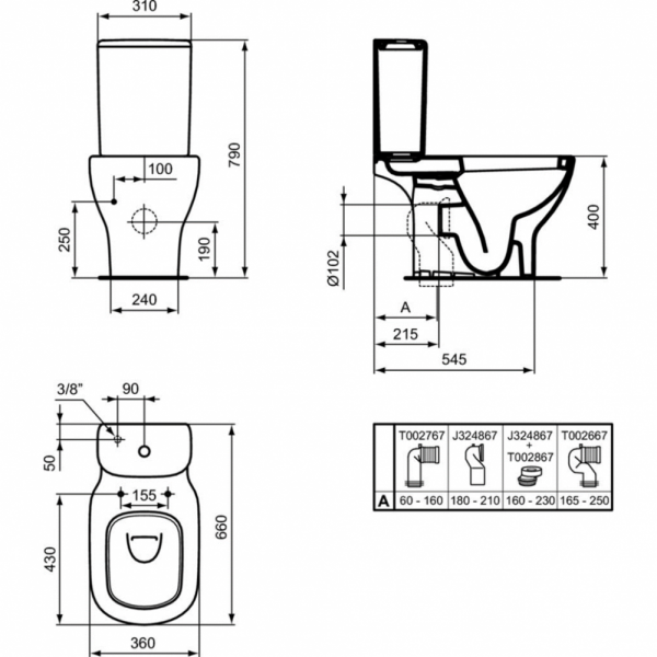 IS TESI Бачок для унитаза (нижняя подводка) 3/4,5 л