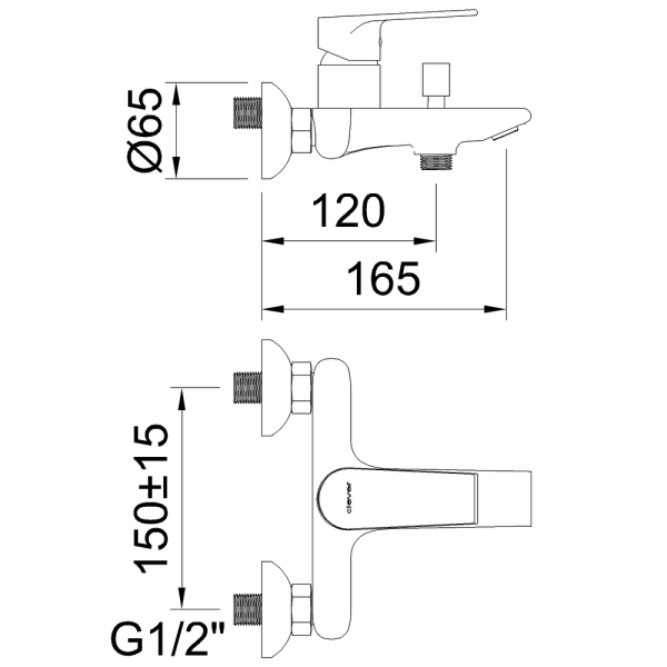 CLEVER AGORA XTREME  Смеситель для ванны и душа (хром)