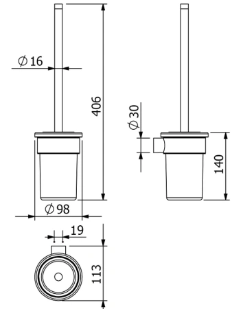KLUDI VELA R Туалетный ершик, черный матовый