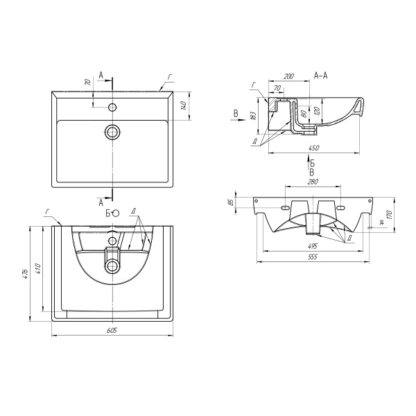191638 Умывальник Q60
