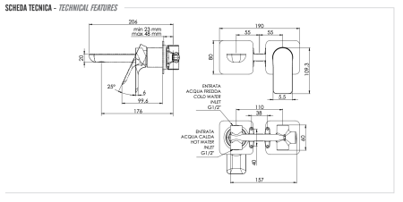 Смеситель для раковины встраиваемый Remer Infinity I15P (излив 18см), хром