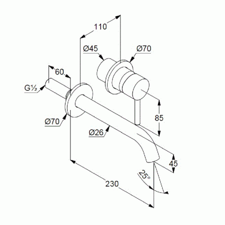 KLUDI BOZZ Комплект наст. смес. умыв. 2 отв. 230 мм, брашированное золото  + внутренняя часть 38243