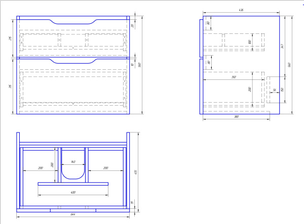 Dreja Q 70 см, Тумба под умывальник подвесная , 2 ящика, белый глянец