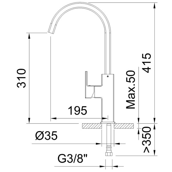 Смеситель для кухни CLEVER AlPINA OVAL, черный