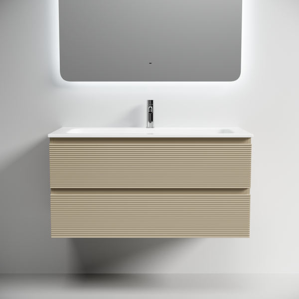 SANCOS Тумба подвесная Folk 995х445х500, c двумя ящиками оснащенными доводчиками, Капучино, арт.FL10