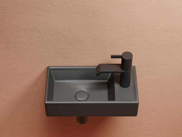 Умывальник подвесной прямоугольный (чаша слева, отверстие под смеситель справа) цвет темный антрацит