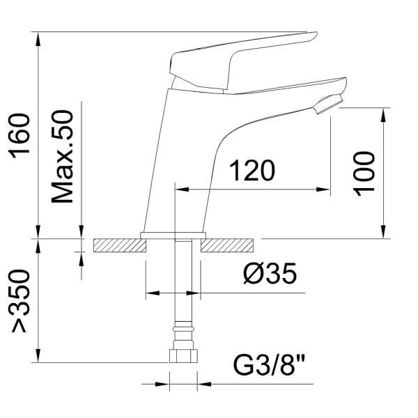 CLEVER PANAM EVO ELEGANCE Смеситель для умывальника, высота 100, хром
