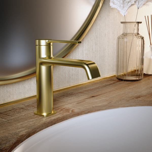 CLEVER VELVET I Смеситель для умывальника, 105 мм, брашированное золото