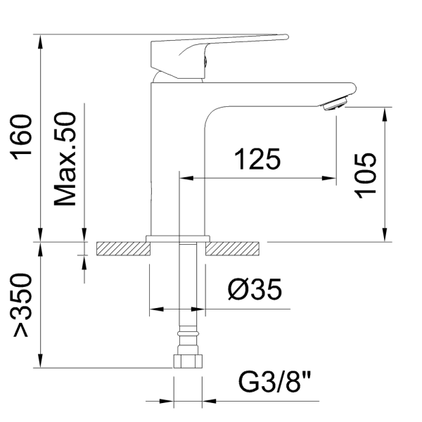 CLEVER AGORA XTREME Смеситель для умывальника, 105, хром