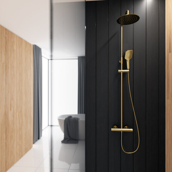 Душевая система CLEVER UP! URBAN термостат, регулируемая, брашированное золото